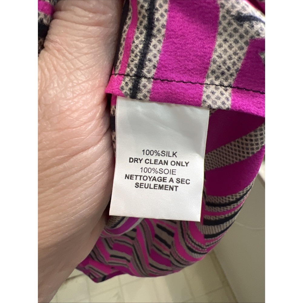 Trina Turk Dress Sz 2 Women's Pink Black Silk Sheath Elegant Work Church Shirt‎ - Picture 4 of 8